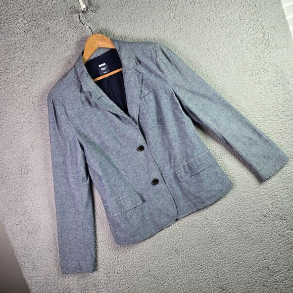 Gap Blue Chambray Preppy Blazer 12 Classic Notch Lapel Single Breasted Lined - Picture 15 of 16